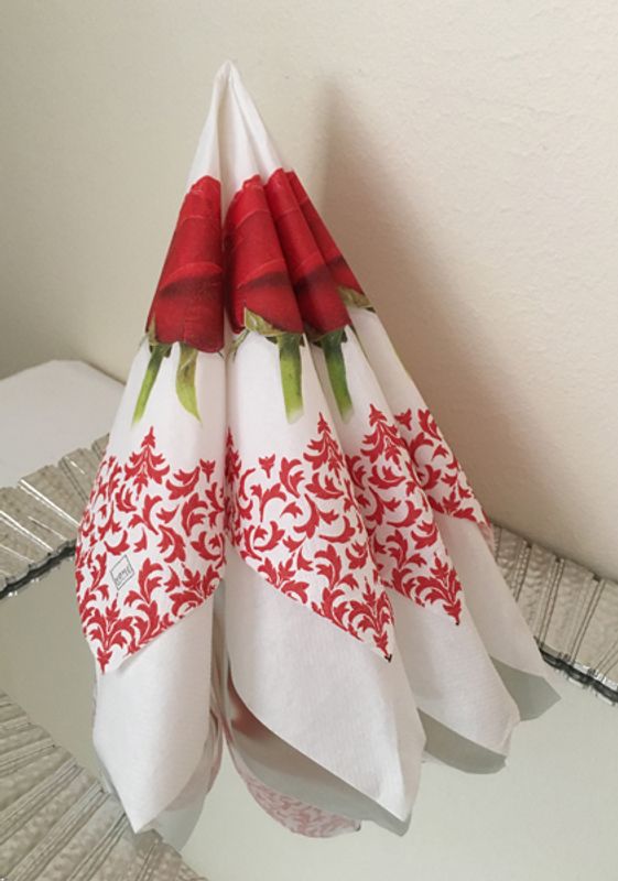 Lunsj serviett, Rød rose.