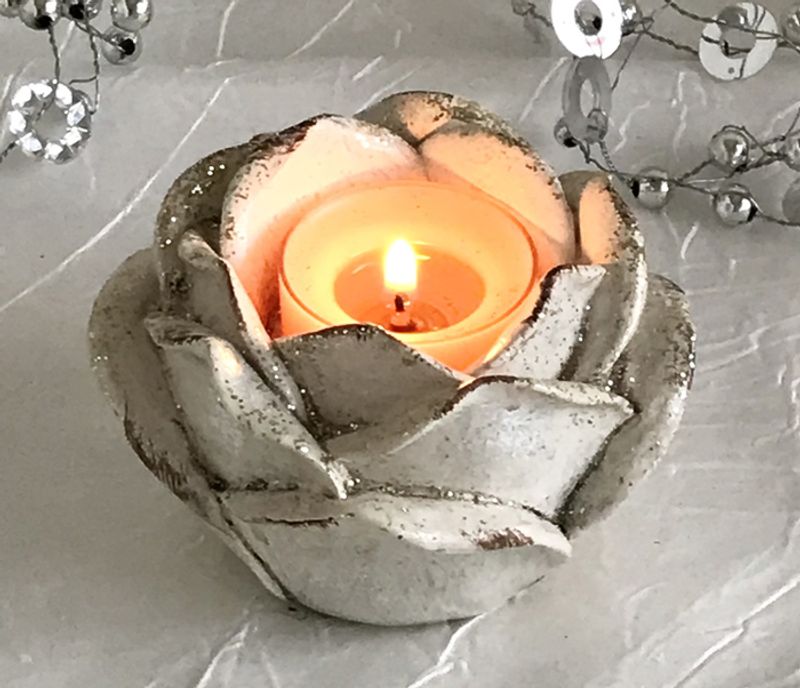 Telysholder liten rose.