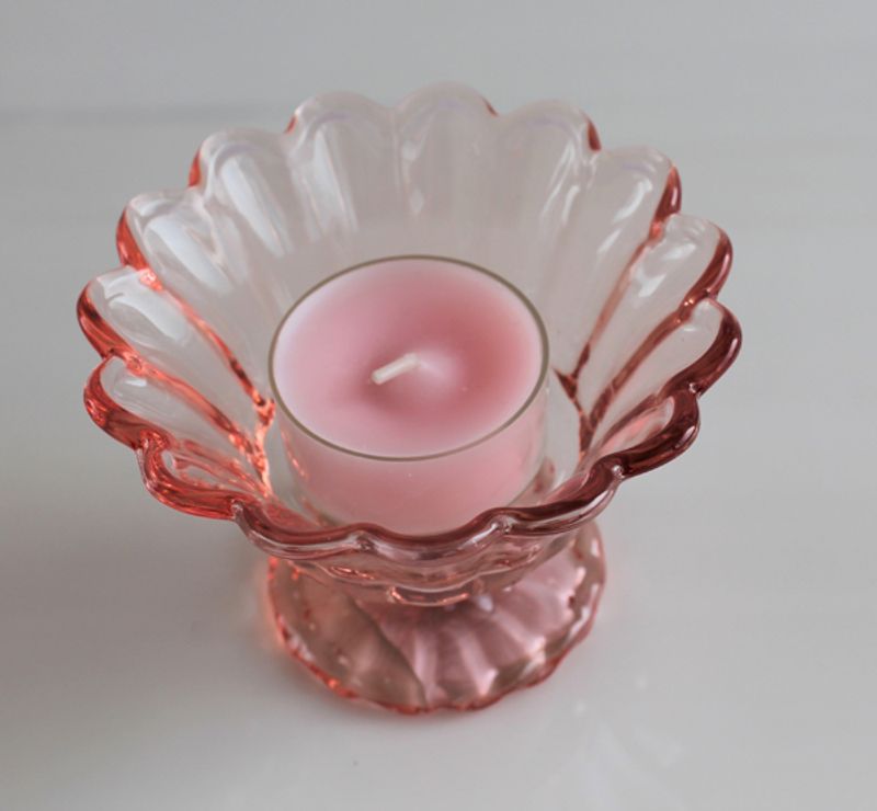 Telysholder med stett, rosa/aprikos, fra Edelweiss