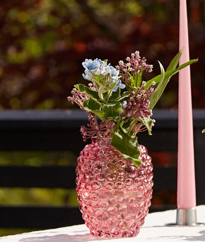 Vase Sofian, i Rosa boblete glass, fra Edelweiss.